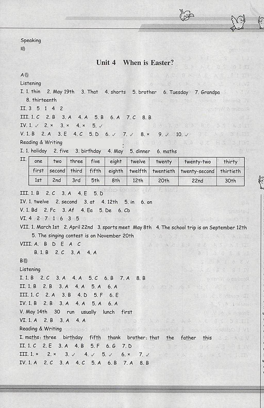 2018年新課標(biāo)同步雙測小學(xué)英語五年級下冊 參考答案第24頁