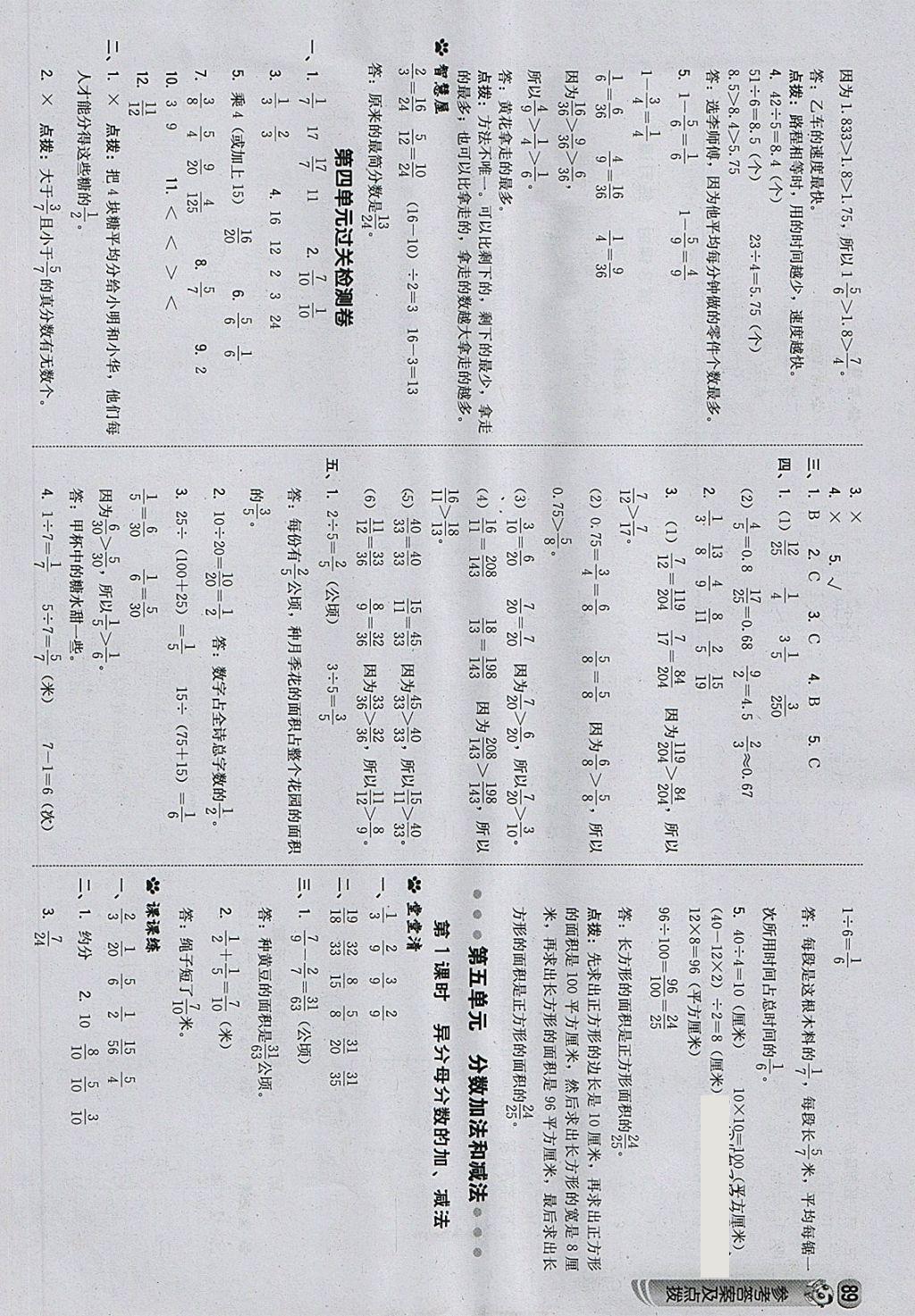 2018年綜合應(yīng)用創(chuàng)新題典中點(diǎn)五年級數(shù)學(xué)下冊蘇教版 參考答案第15頁