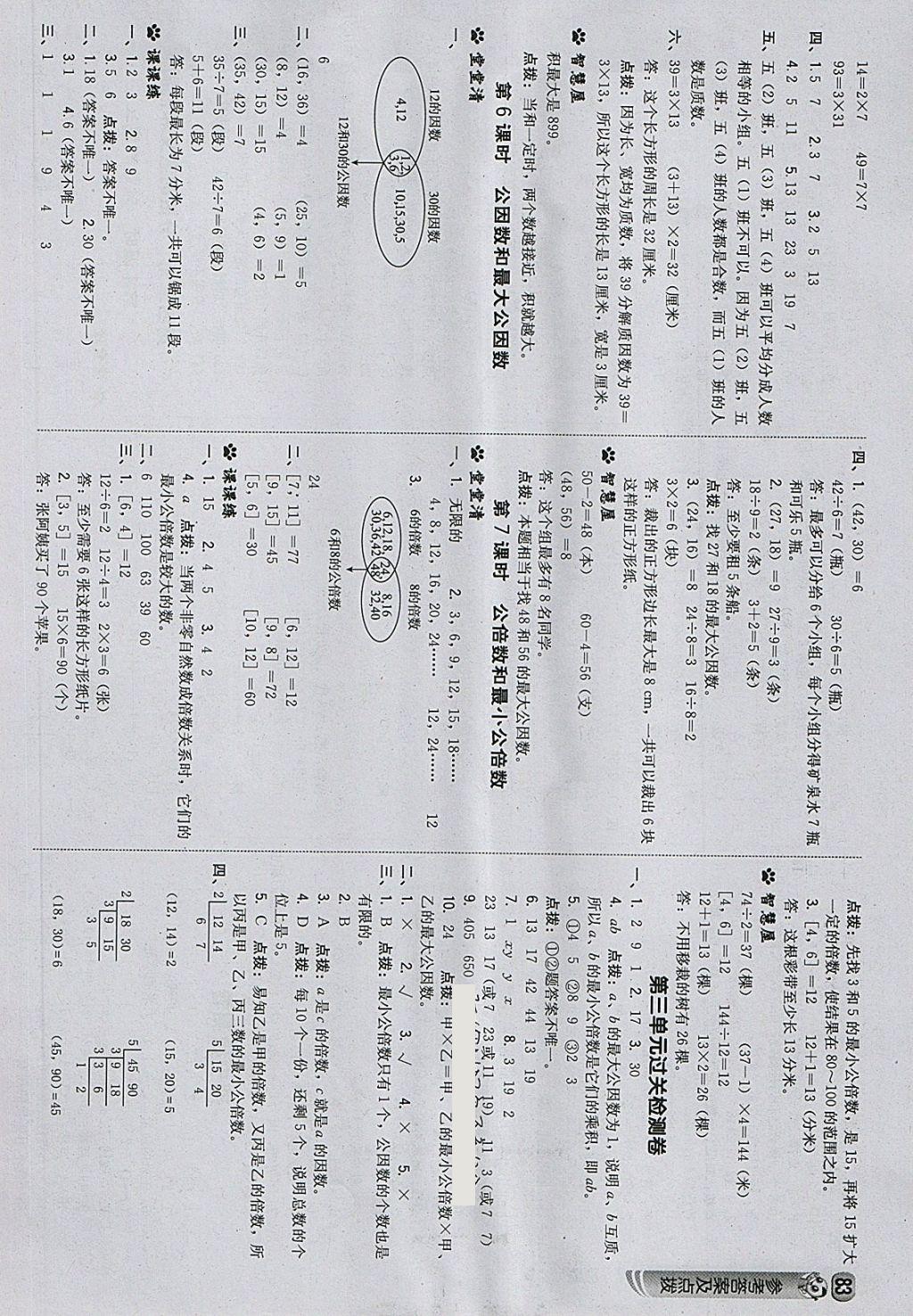 2018年综合应用创新题典中点五年级数学下册苏教版 参考答案第10页