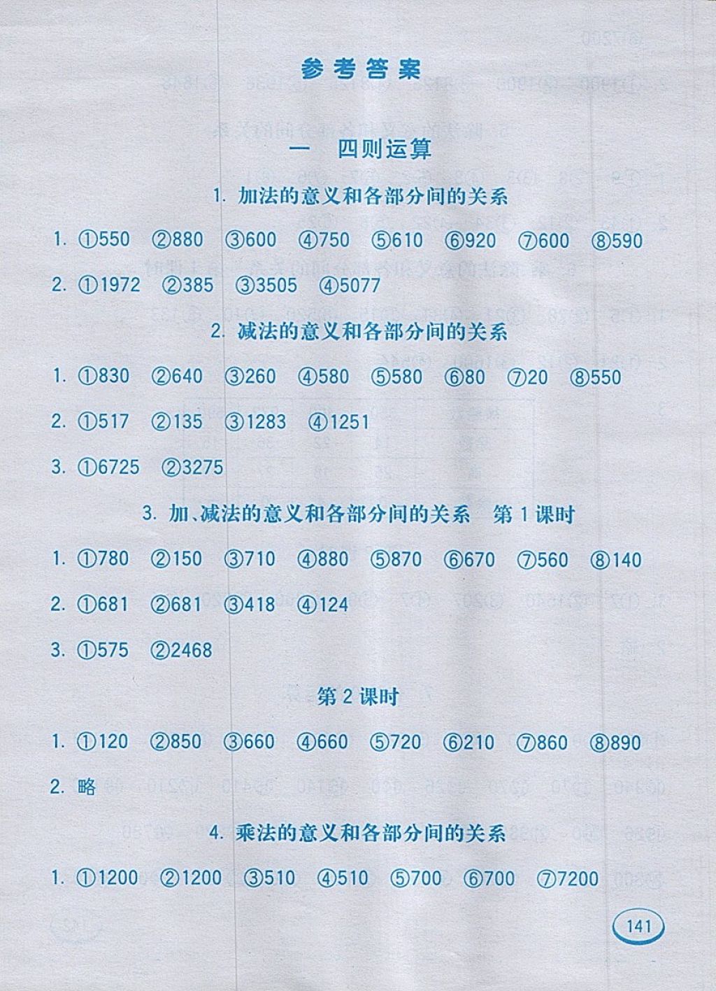 2018年七彩口算題卡四年級(jí)下冊(cè)人教版 第1頁