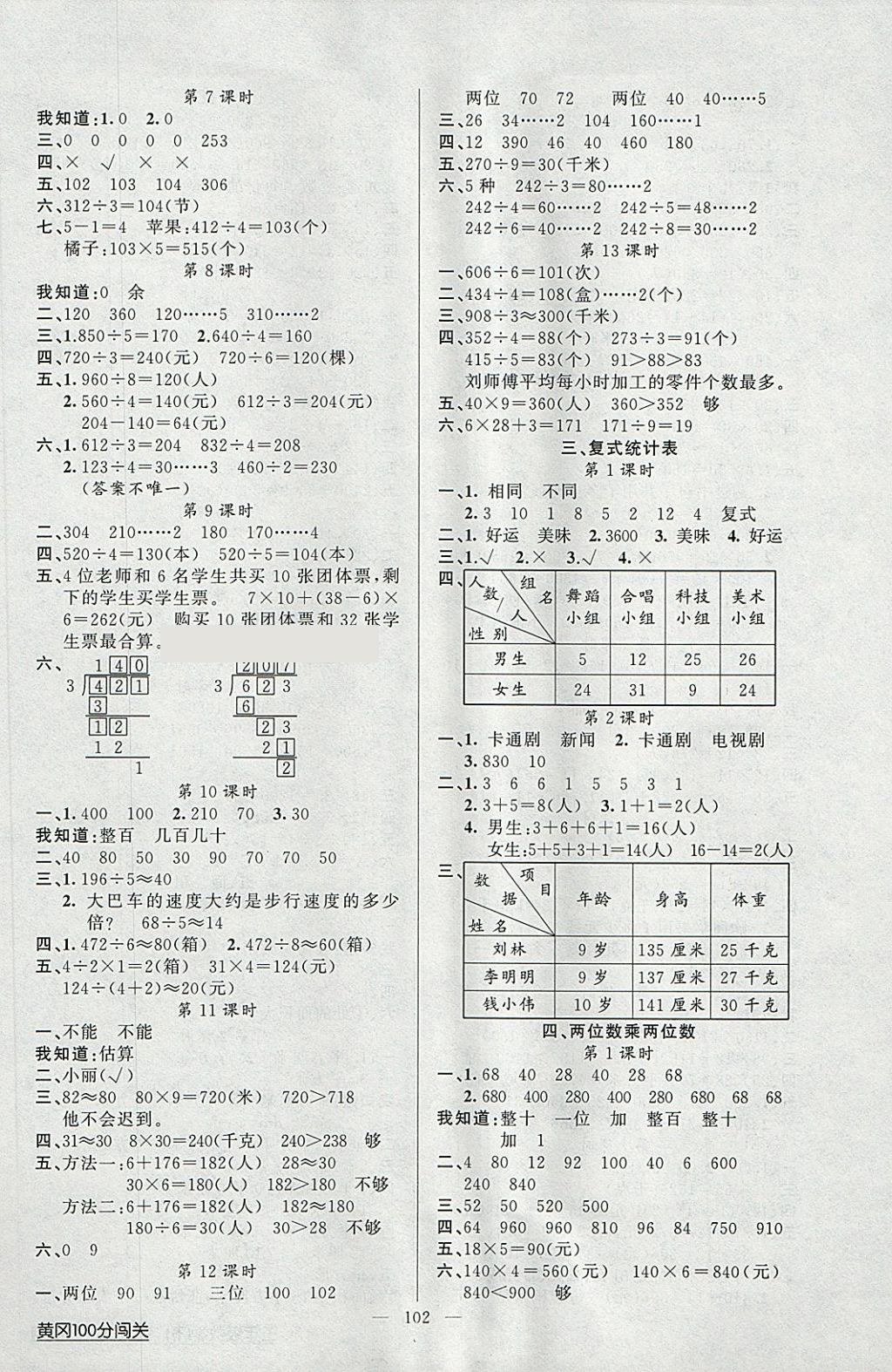 2018年黃岡100分闖關(guān)三年級(jí)數(shù)學(xué)下冊(cè)人教版 第2頁(yè)