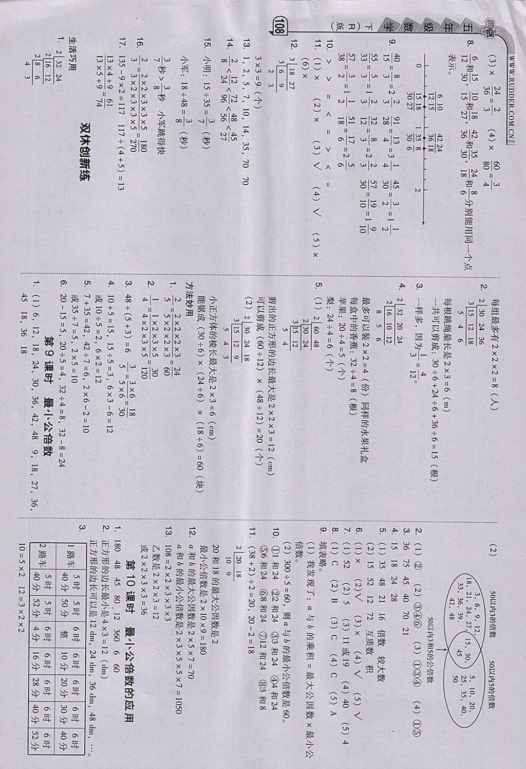 2018年綜合應用創(chuàng)新題典中點五年級數(shù)學下冊人教版 參考答案第8頁