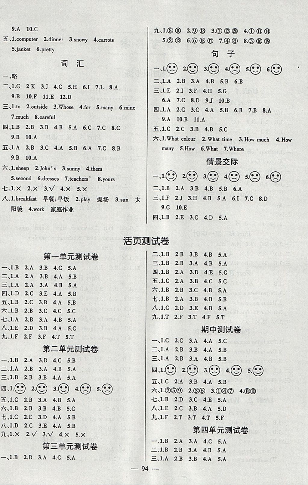 2018年创优作业100分导学案四年级英语下册人教PEP版 第4页