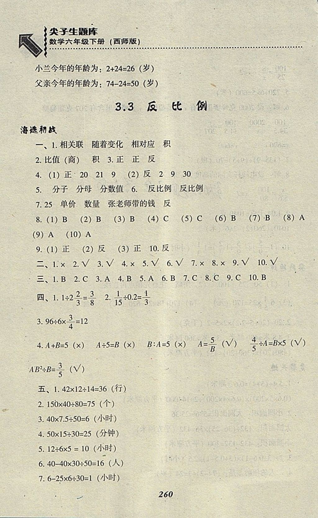 2018年尖子生題庫六年級數(shù)學下冊西師大版 第19頁