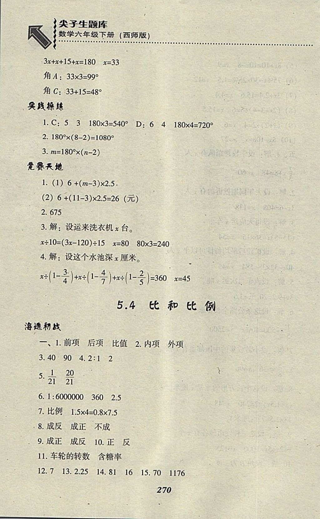 2018年尖子生題庫(kù)六年級(jí)數(shù)學(xué)下冊(cè)西師大版 第29頁(yè)