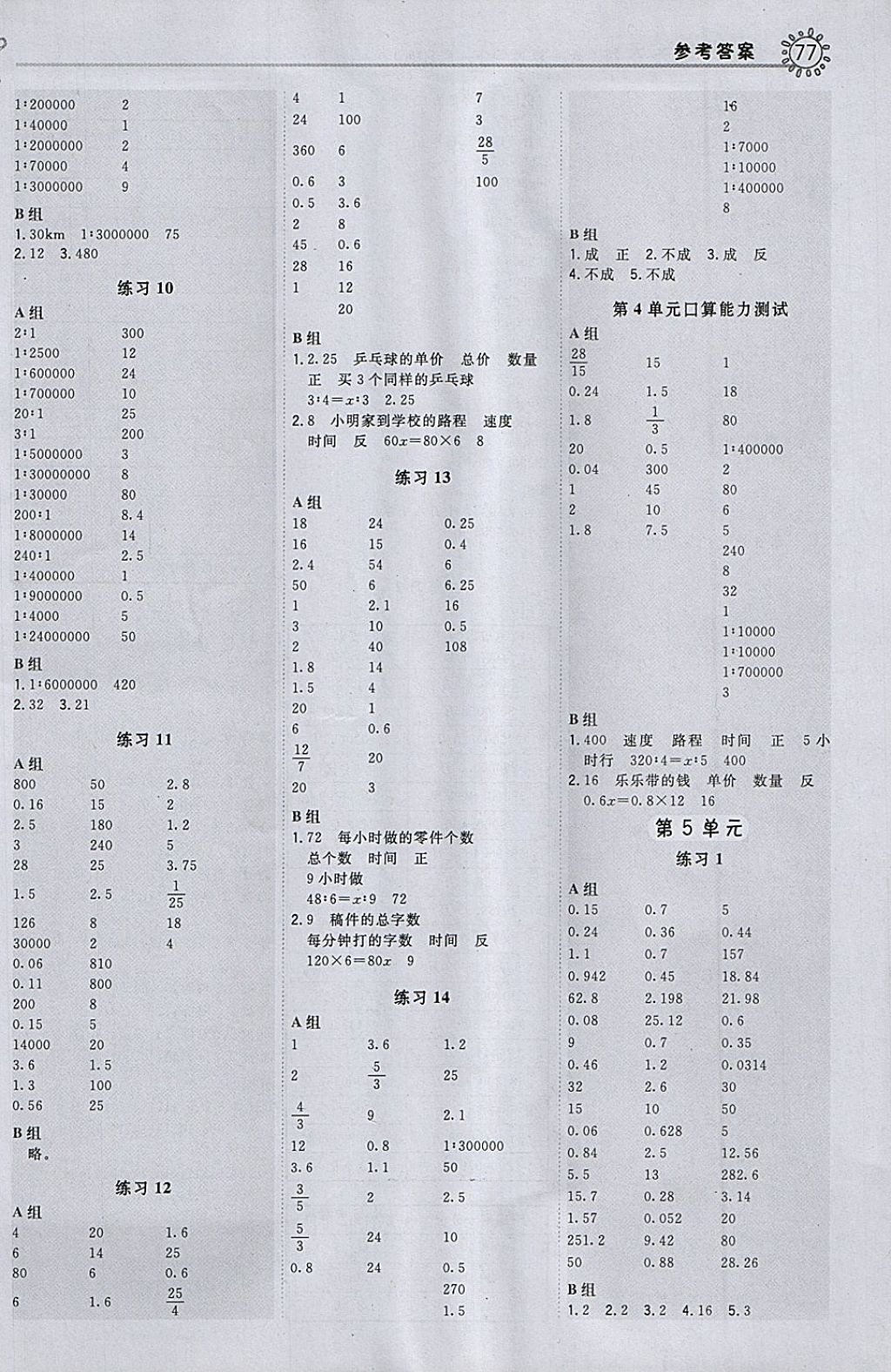 2018年星級(jí)口算天天練六年級(jí)數(shù)學(xué)下冊(cè)人教版 第5頁(yè)