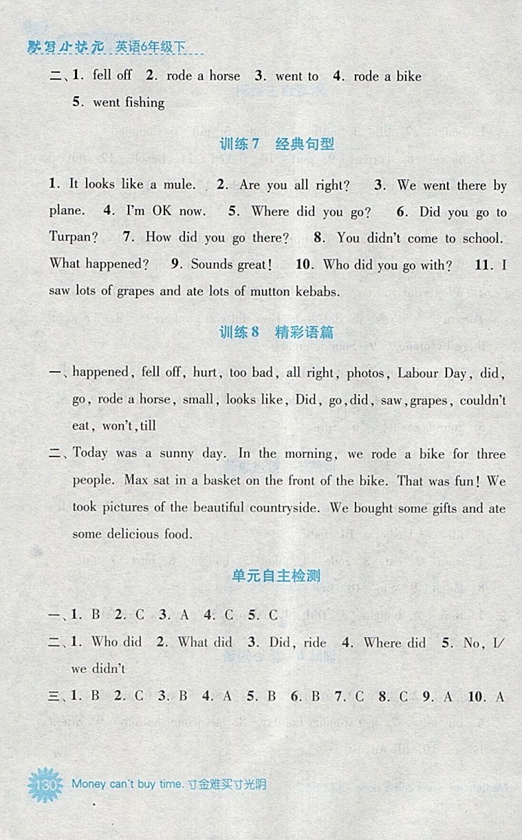 2018年默寫小狀元小學(xué)英語六年級下冊人教版 參考答案第12頁