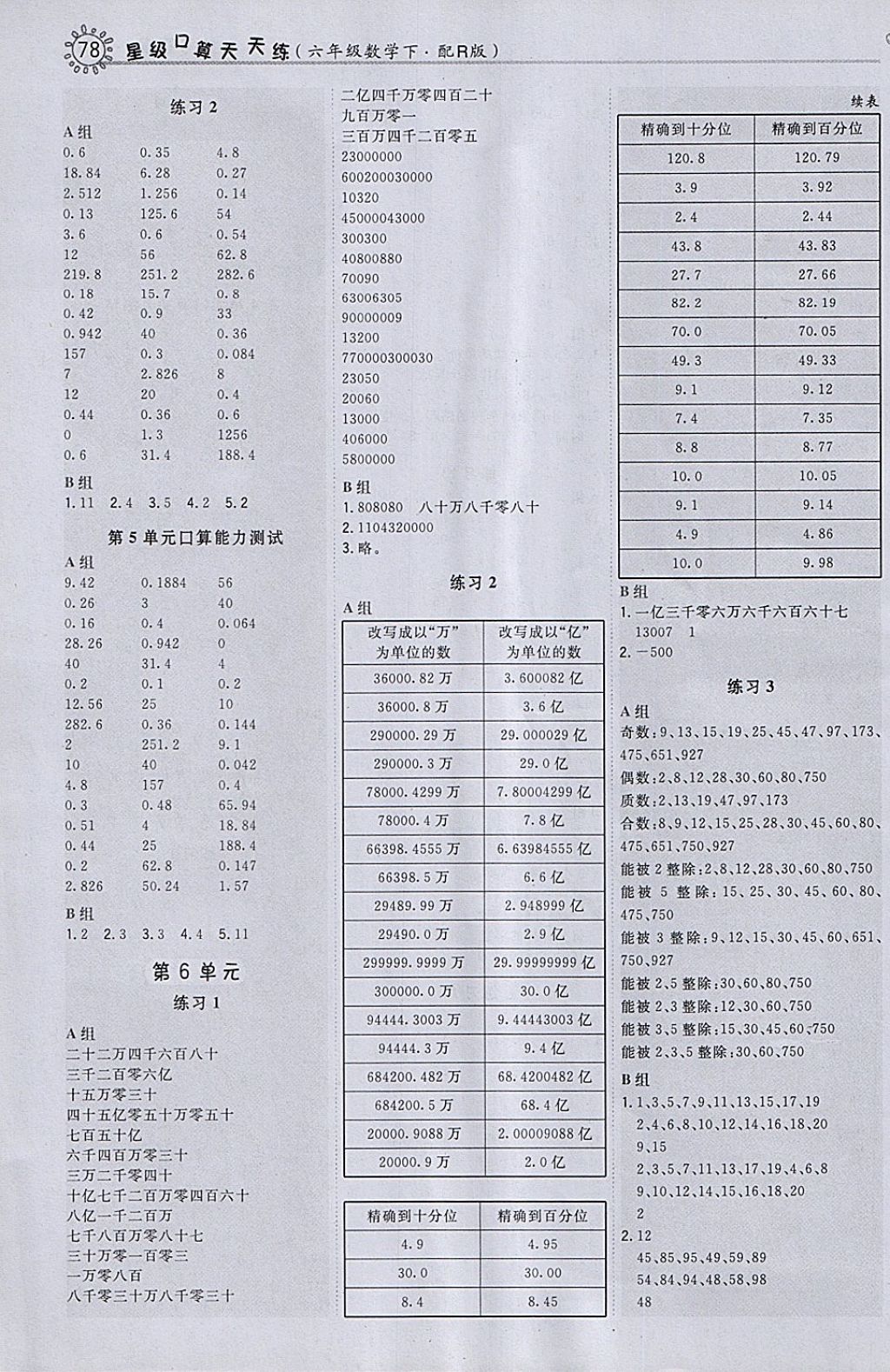 2018年星級口算天天練六年級數(shù)學下冊人教版 第6頁