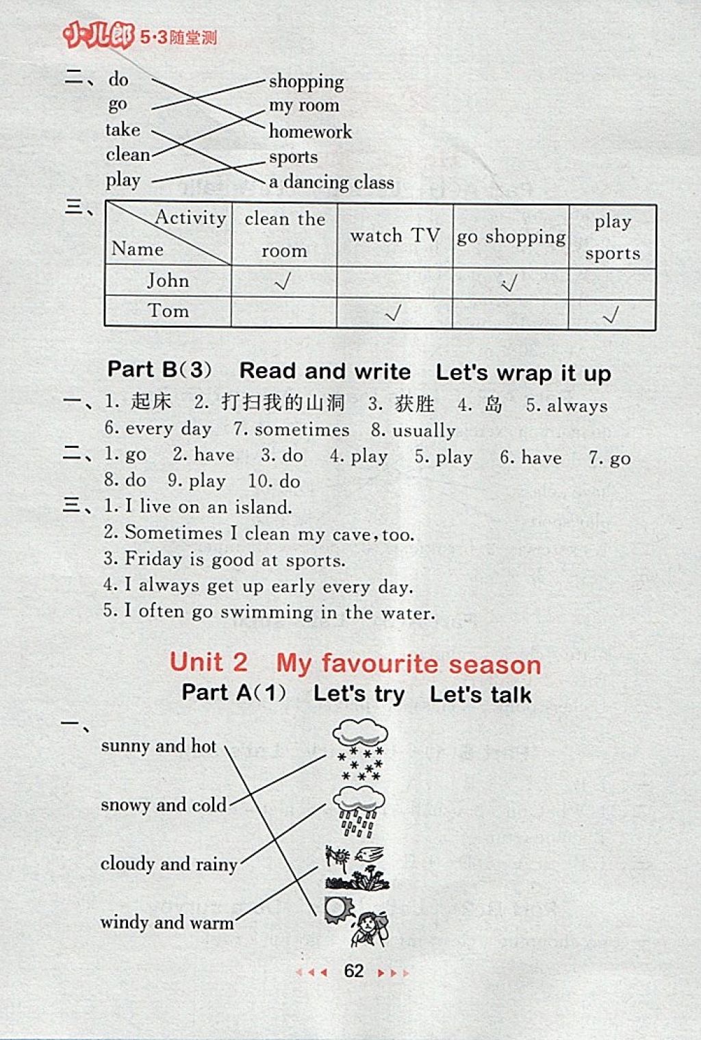 2018年53隨堂測(cè)小學(xué)英語(yǔ)五年級(jí)下冊(cè)人教PEP版 第2頁(yè)