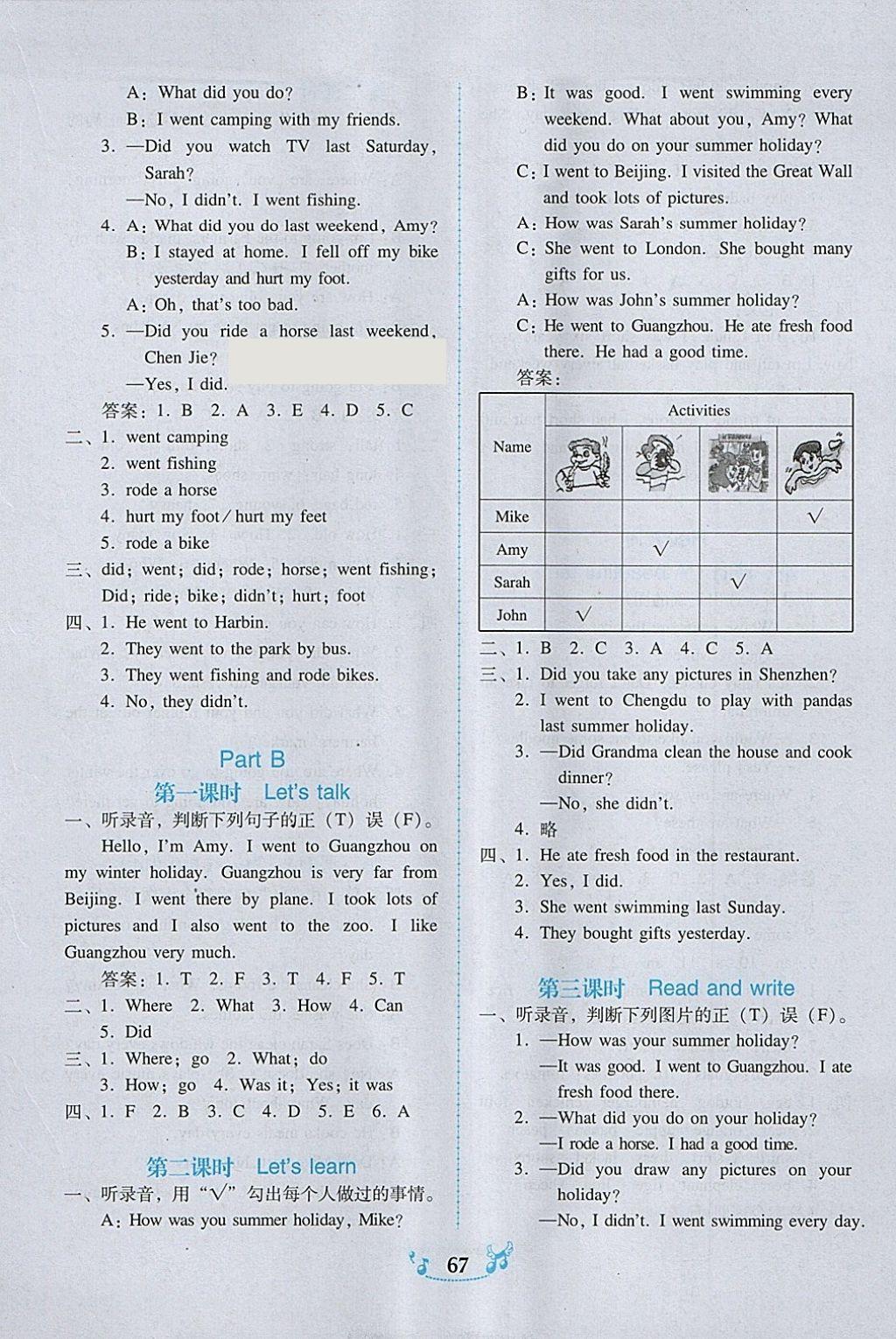 2018年百年學(xué)典課時學(xué)練測六年級英語下冊人教PEP版 參考答案第5頁