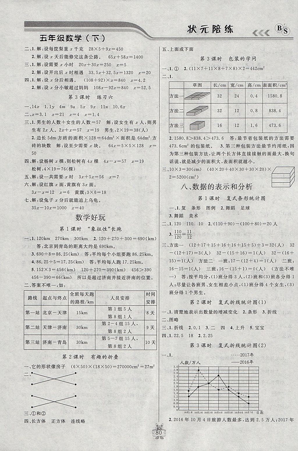 2018年狀元陪練課時優(yōu)化設計五年級數(shù)學下冊北師大版 參考答案第6頁