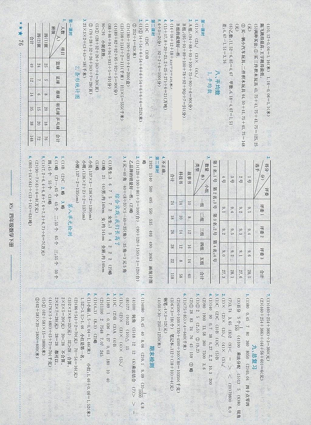 2018年黄冈小状元作业本四年级数学下册西师大版 参考答案第6页