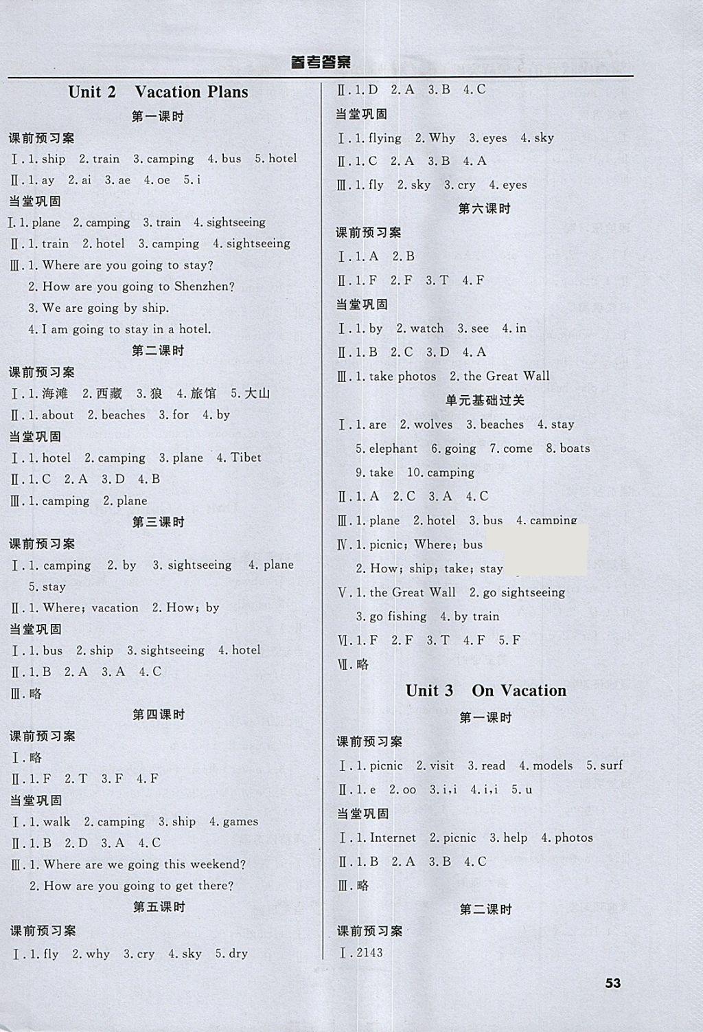 2018年香山狀元坊全程突破導(dǎo)練測(cè)五年級(jí)英語(yǔ)下冊(cè) 參考答案第3頁(yè)