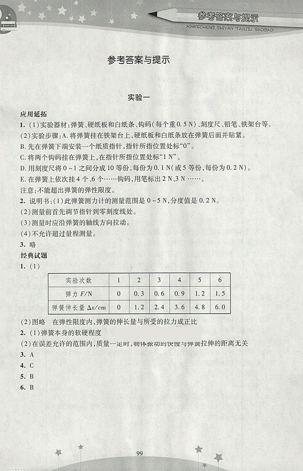 2018年新课程实验探究报告八年级物理下册人教版 第1页