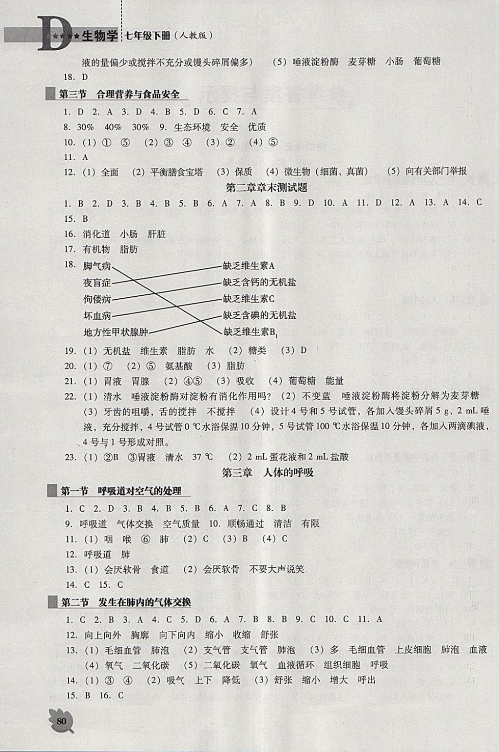 2018年新课程生物学能力培养七年级下册人教版D版 第2页