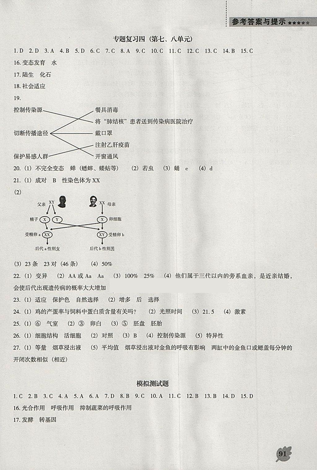 2018年新课程生物学能力培养八年级下册人教版D版 第9页