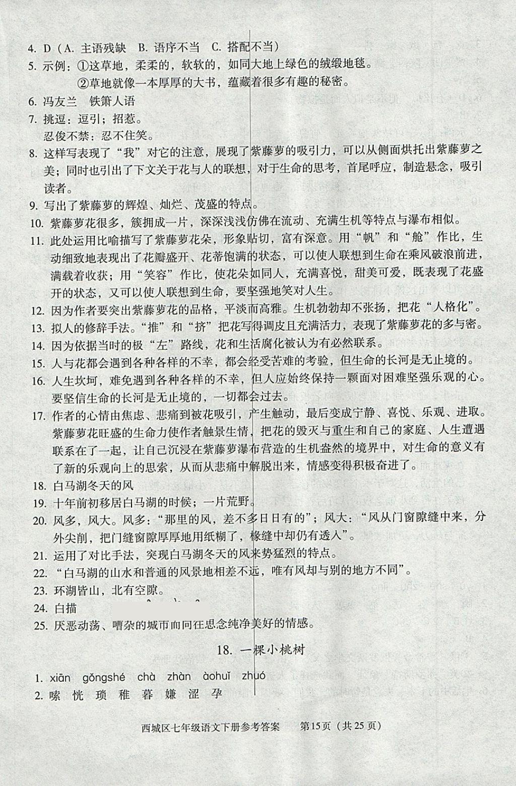 2018年學(xué)習(xí)探究診斷七年級(jí)語(yǔ)文下冊(cè) 第15頁(yè)