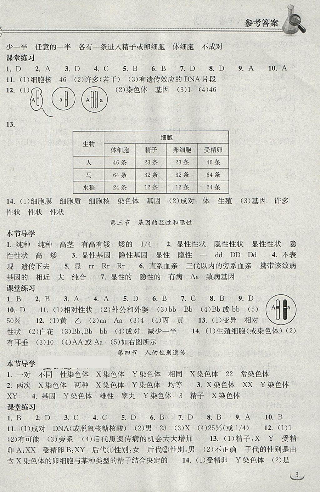 2018年長江作業(yè)本同步練習冊八年級生物學下冊人教版 第3頁