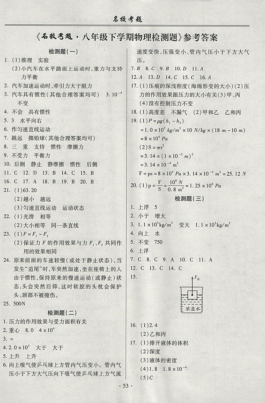 2018年名校考题八年级物理下册沪科版 第1页