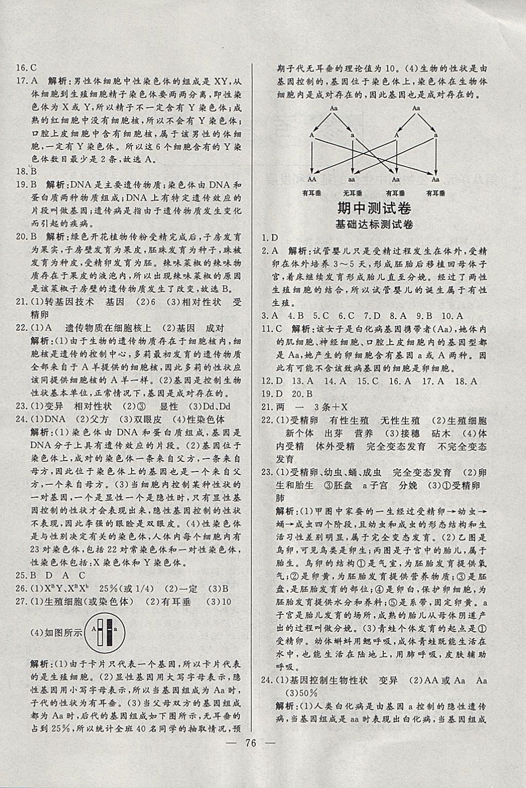 2018年初中單元提優(yōu)測試卷八年級生物學(xué)下冊魯科版 第4頁