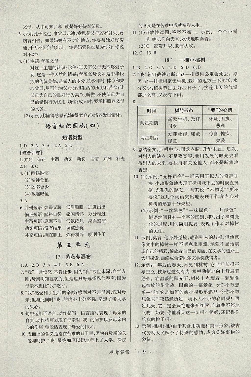 2018年一课一练创新练习七年级语文下册人教版 第9页