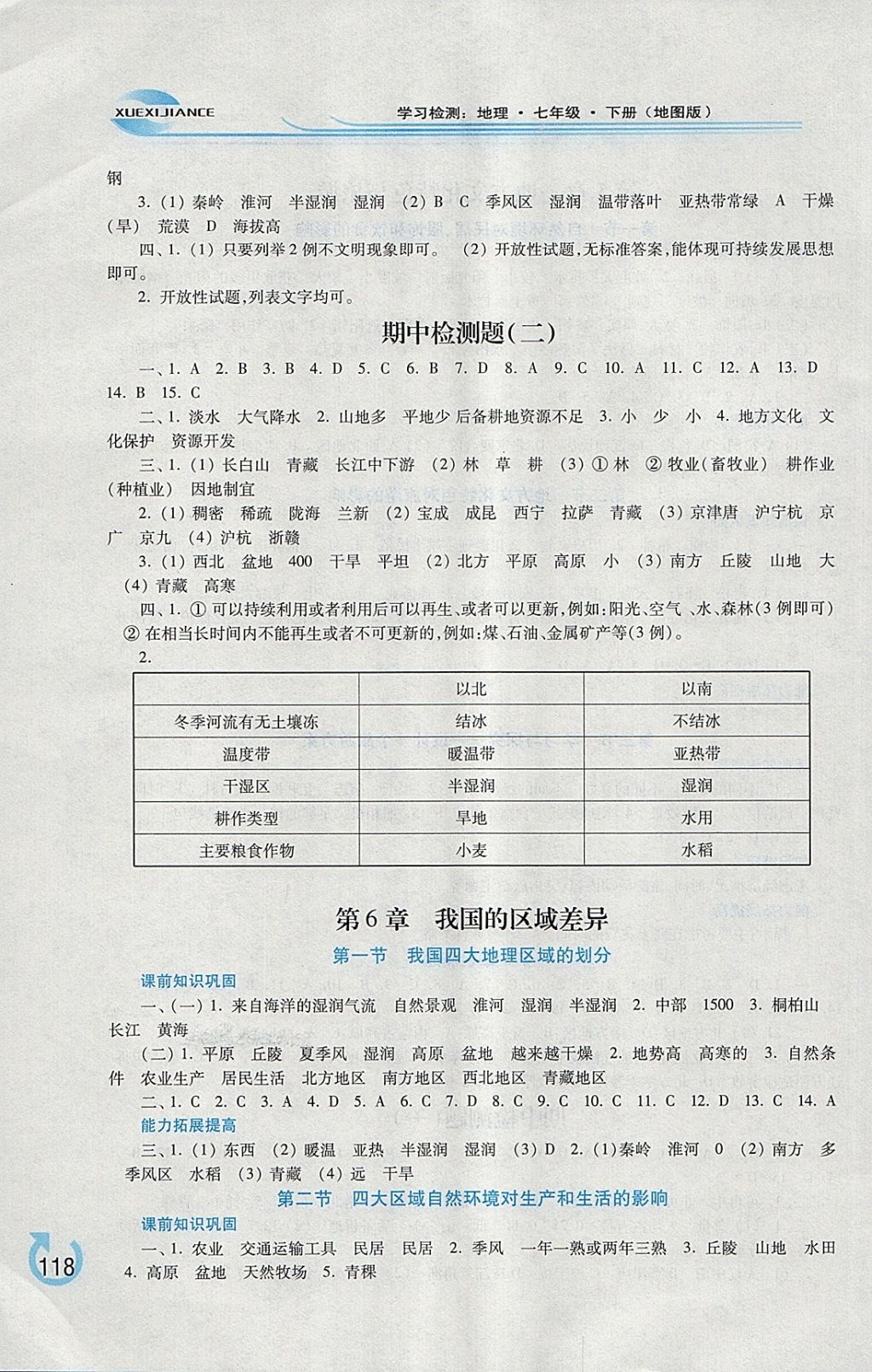 2018年學(xué)習(xí)檢測(cè)七年級(jí)地理下冊(cè)地圖版 第4頁(yè)