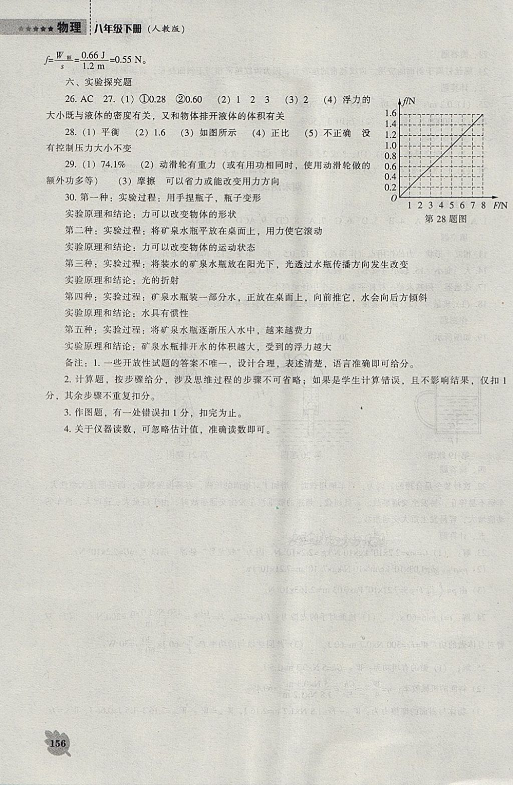 2018年新课程物理能力培养八年级下册人教版 参考答案第15页