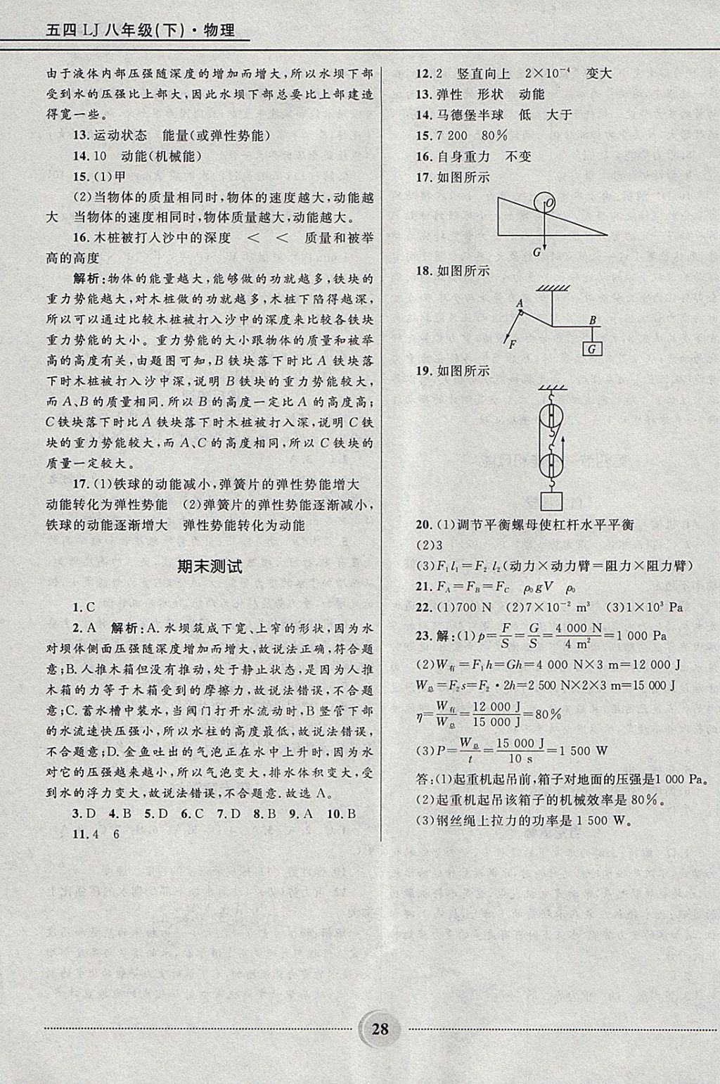 2018年奪冠百分百初中精講精練八年級(jí)物理下冊(cè)魯科版五四制 參考答案第28頁(yè)