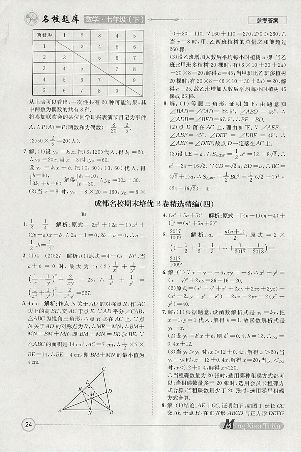 2018年名校題庫七年級數(shù)學(xué)下冊 參考答案第24頁