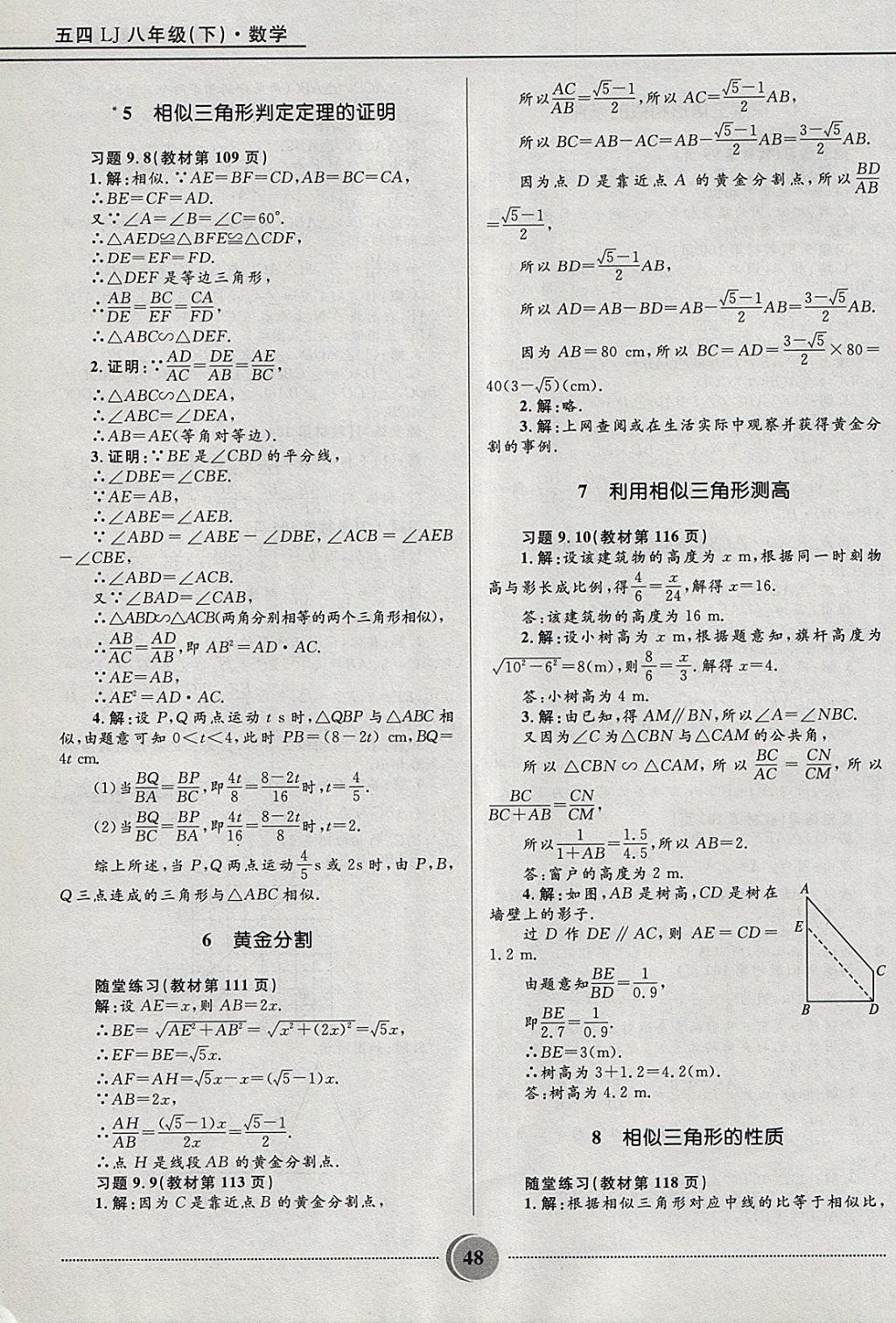 2018年奪冠百分百初中精講精練八年級數學下冊魯教版五四制 參考答案第48頁