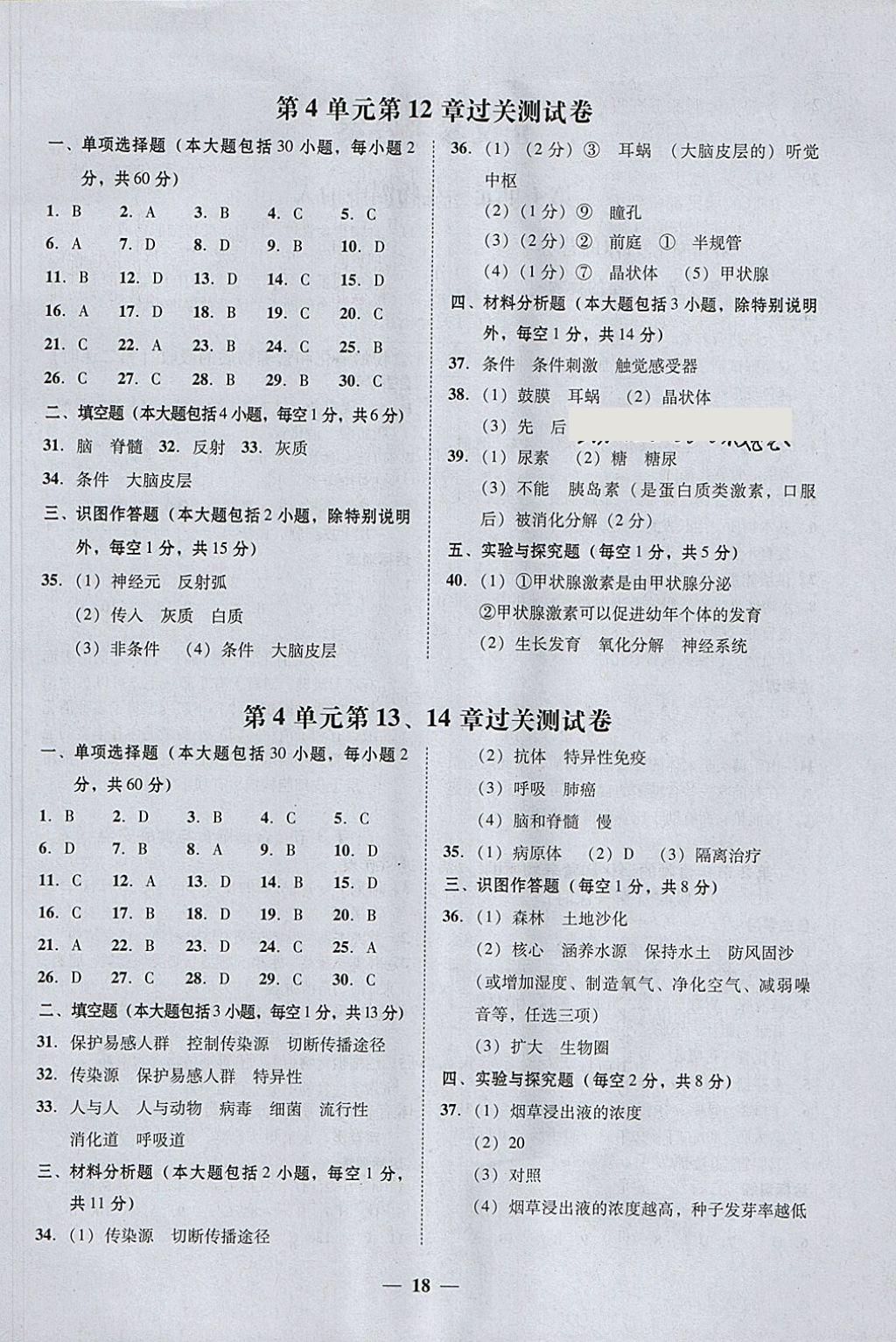 2018年易百分百分导学七年级生物学下册北师大版 参考答案第2页