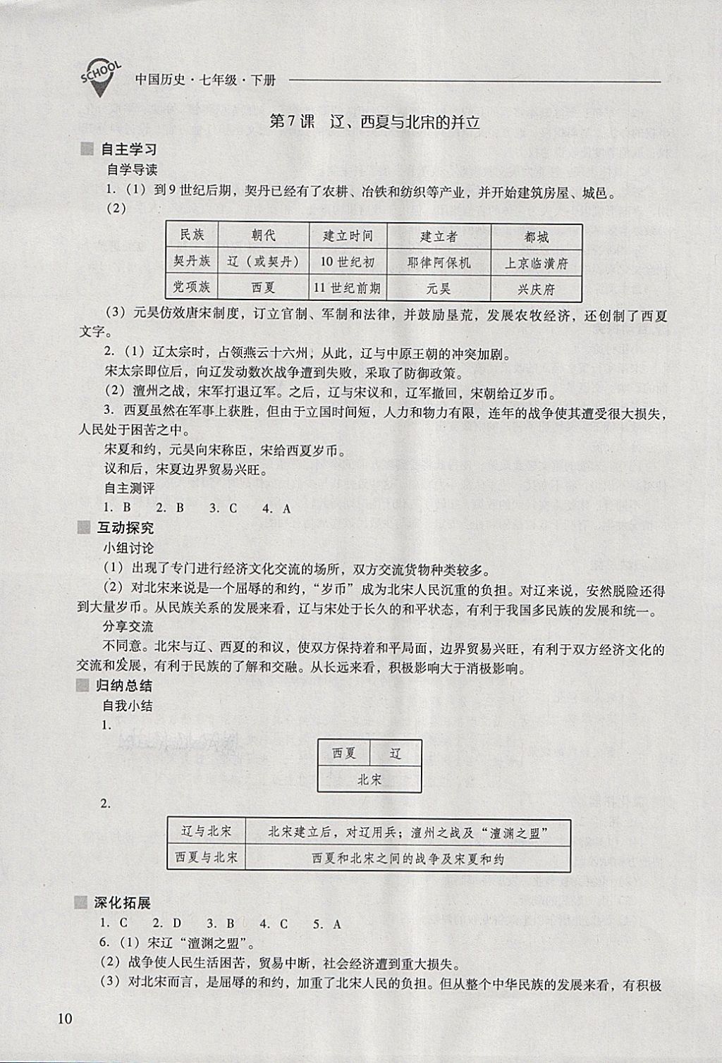 2018年新課程問(wèn)題解決導(dǎo)學(xué)方案七年級(jí)中國(guó)歷史下冊(cè) 參考答案第10頁(yè)