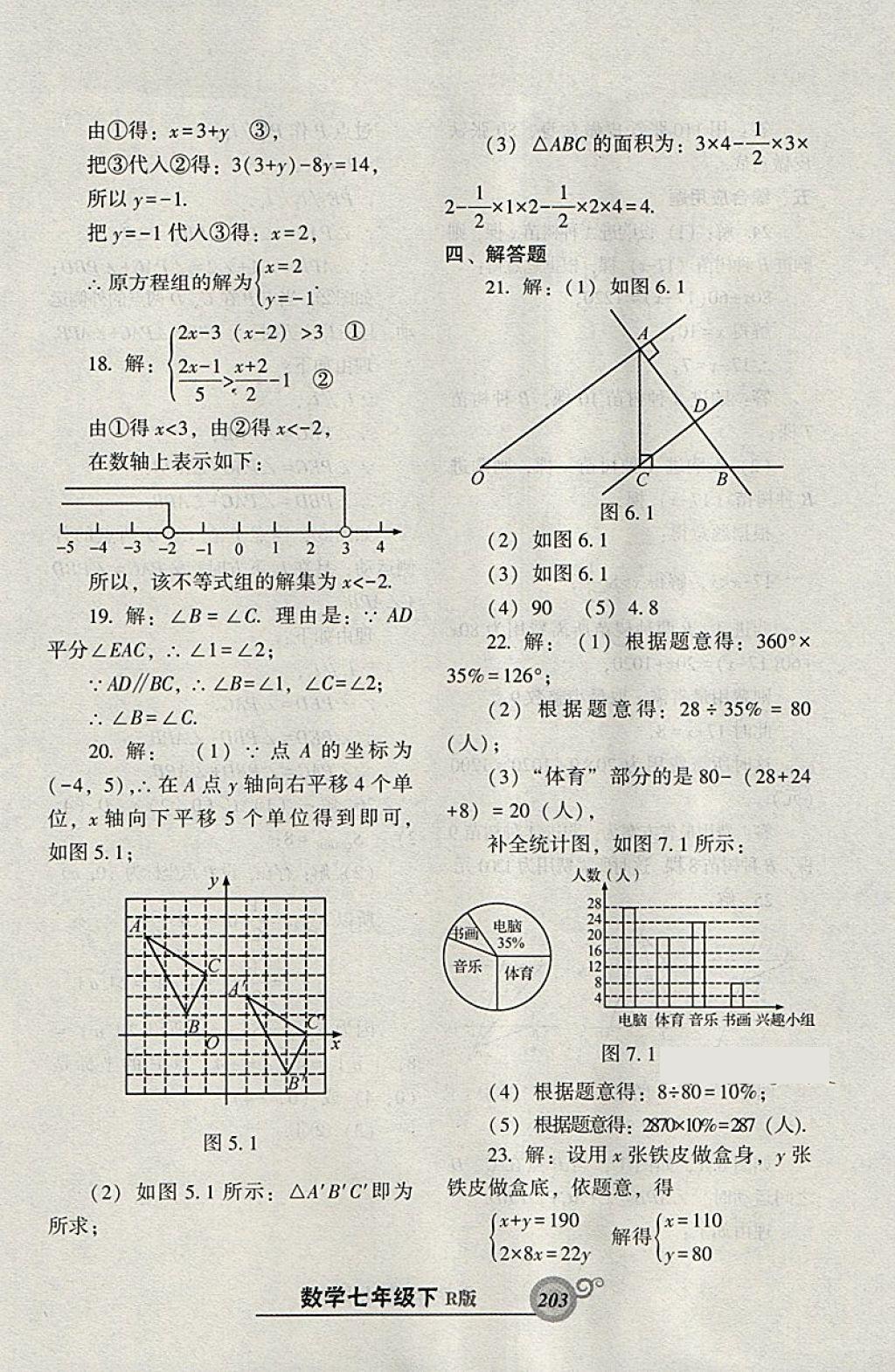 2018年尖子生新課堂課時作業(yè)七年級數學下冊人教版 參考答案第47頁