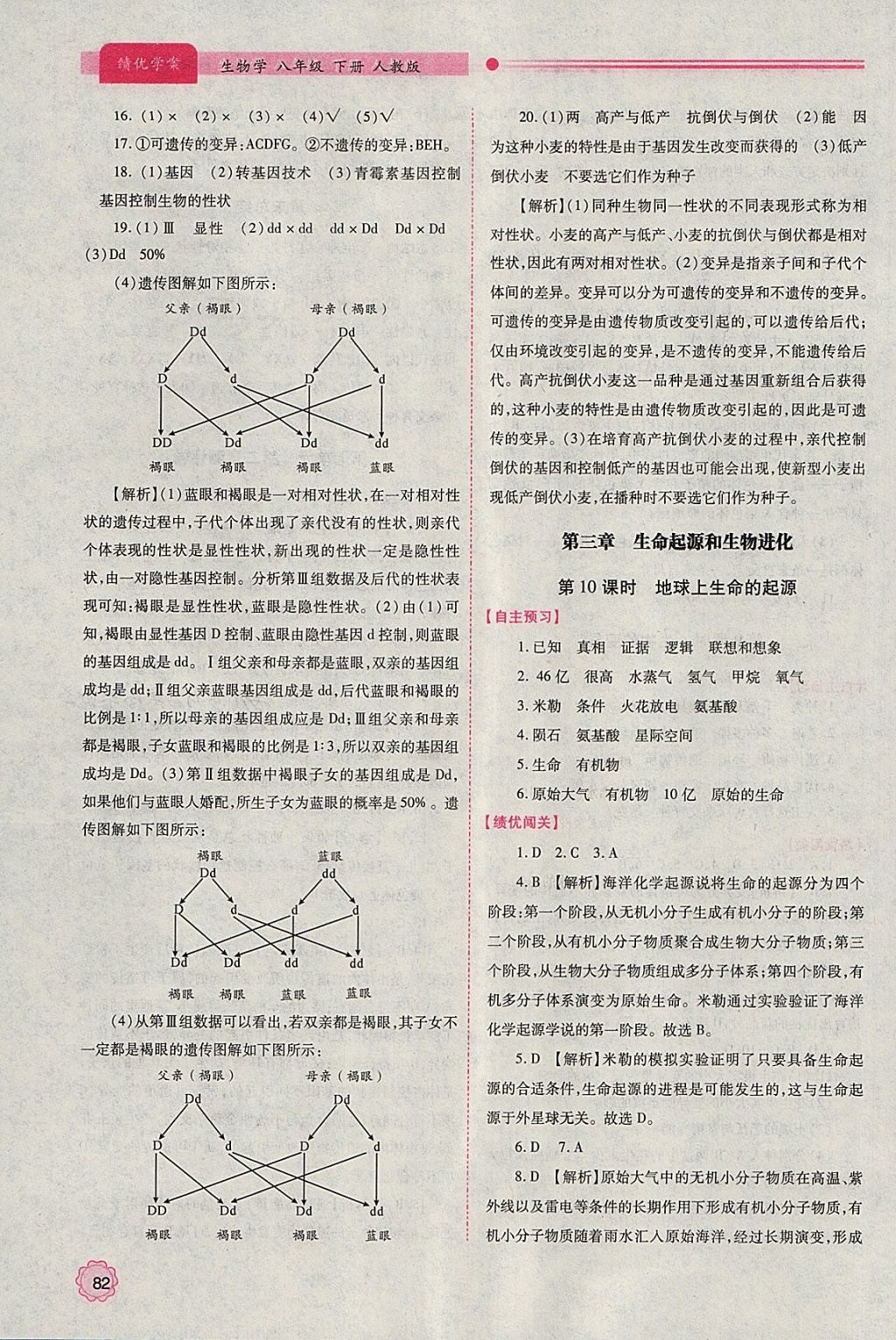 2018年績(jī)優(yōu)學(xué)案八年級(jí)生物學(xué)下冊(cè)人教版 參考答案第6頁(yè)