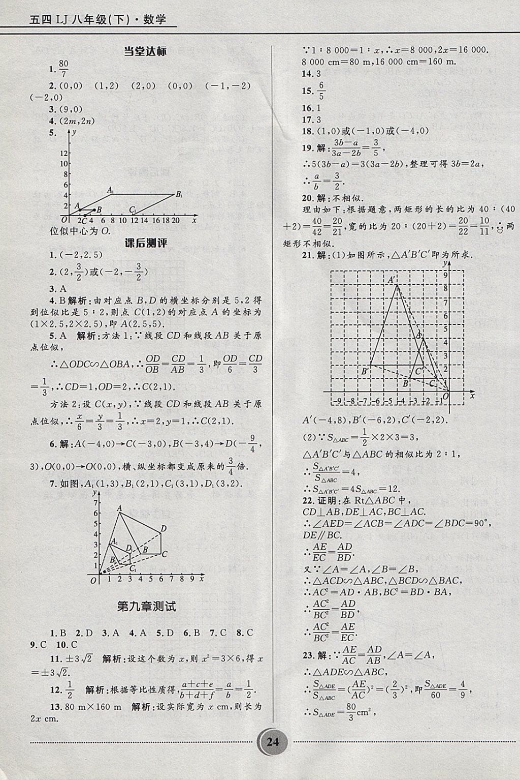 2018年奪冠百分百初中精講精練八年級數(shù)學(xué)下冊魯教版五四制 參考答案第24頁