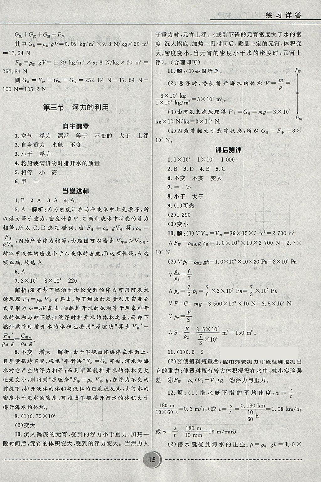 2018年奪冠百分百初中精講精練八年級物理下冊魯科版五四制 參考答案第15頁