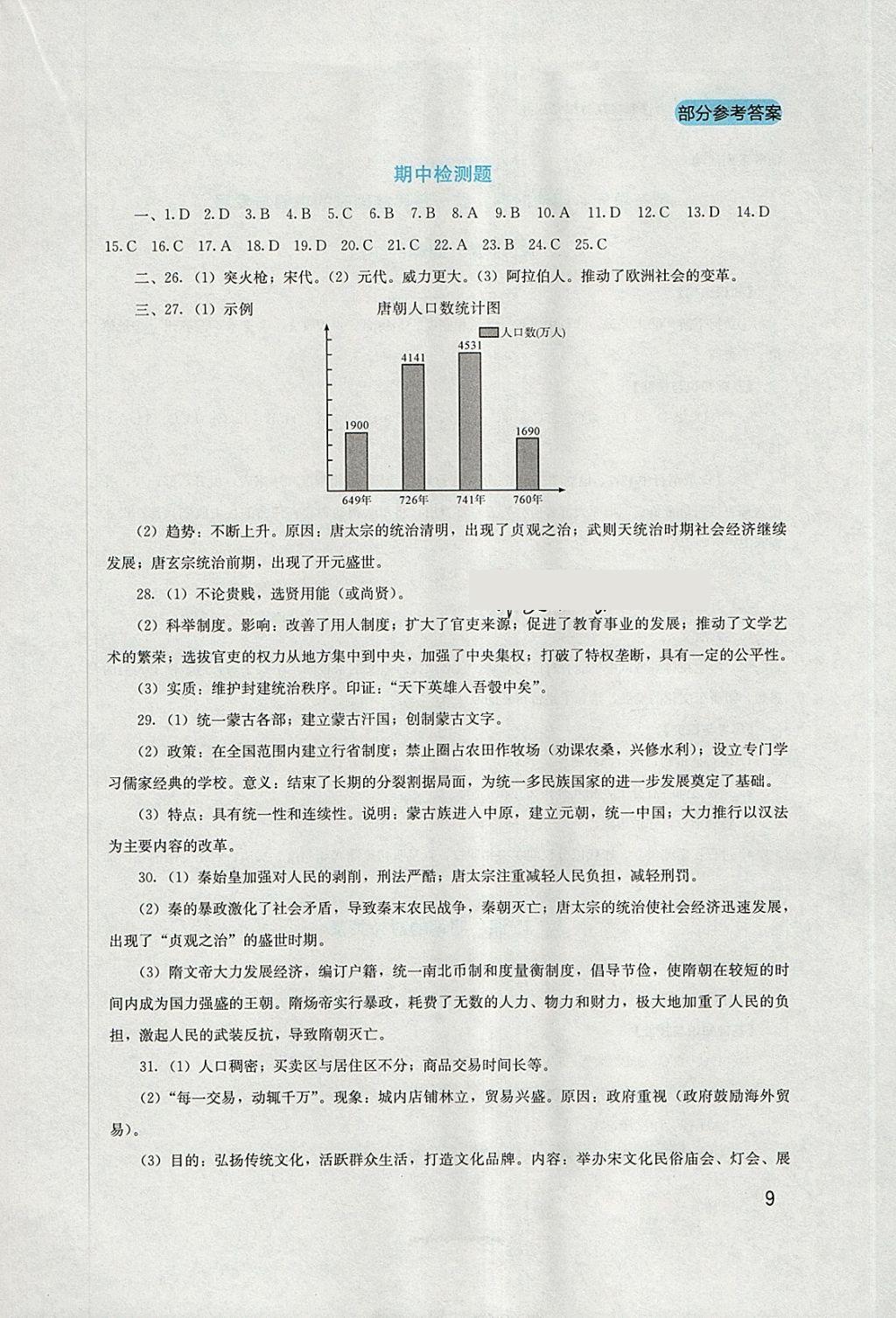 2018年新課程實(shí)踐與探究叢書七年級(jí)中國(guó)歷史下冊(cè)人教版 參考答案第9頁(yè)