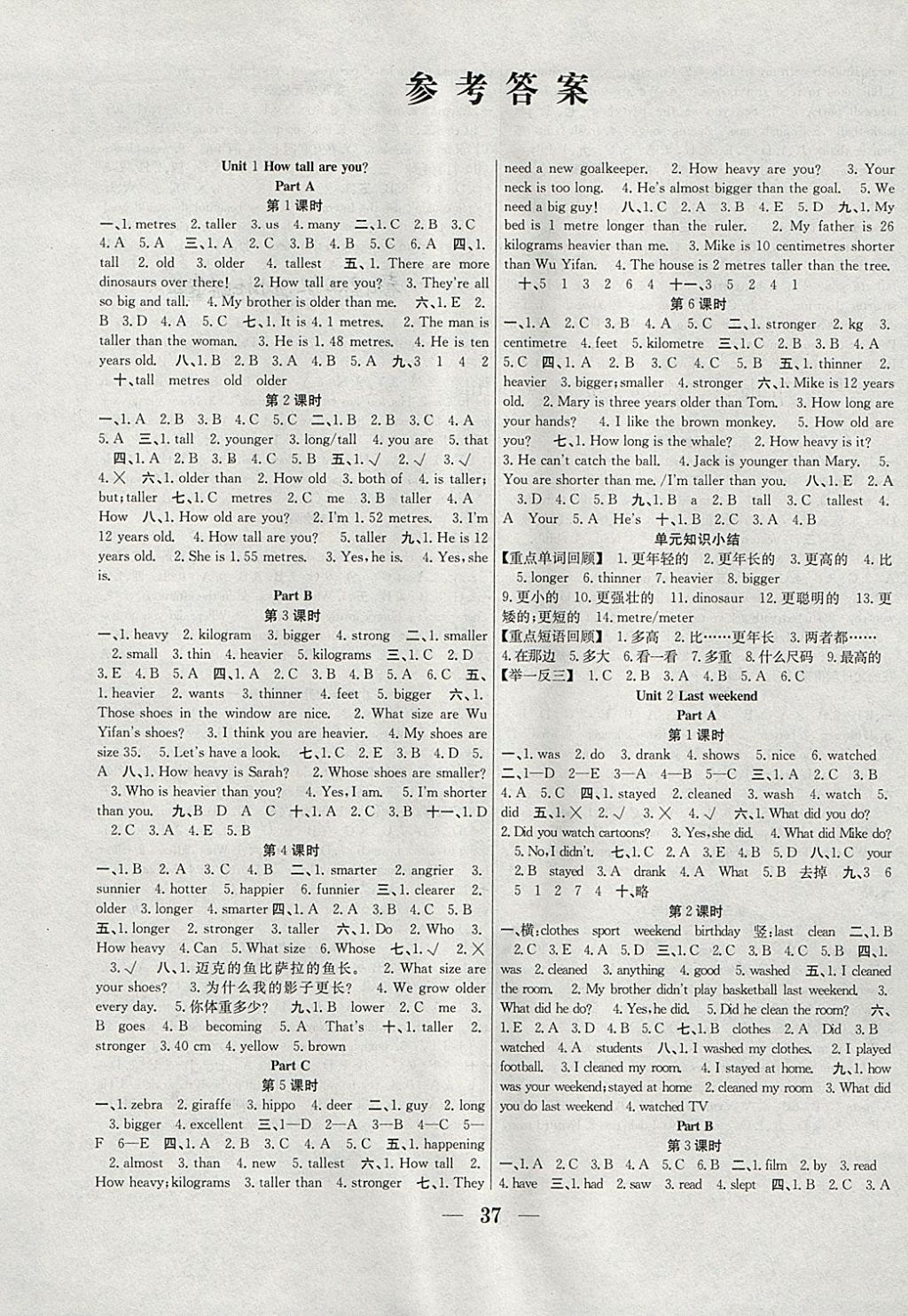 2018年贏在課堂課時(shí)作業(yè)六年級(jí)英語(yǔ)下冊(cè)人教版 參考答案第1頁(yè)