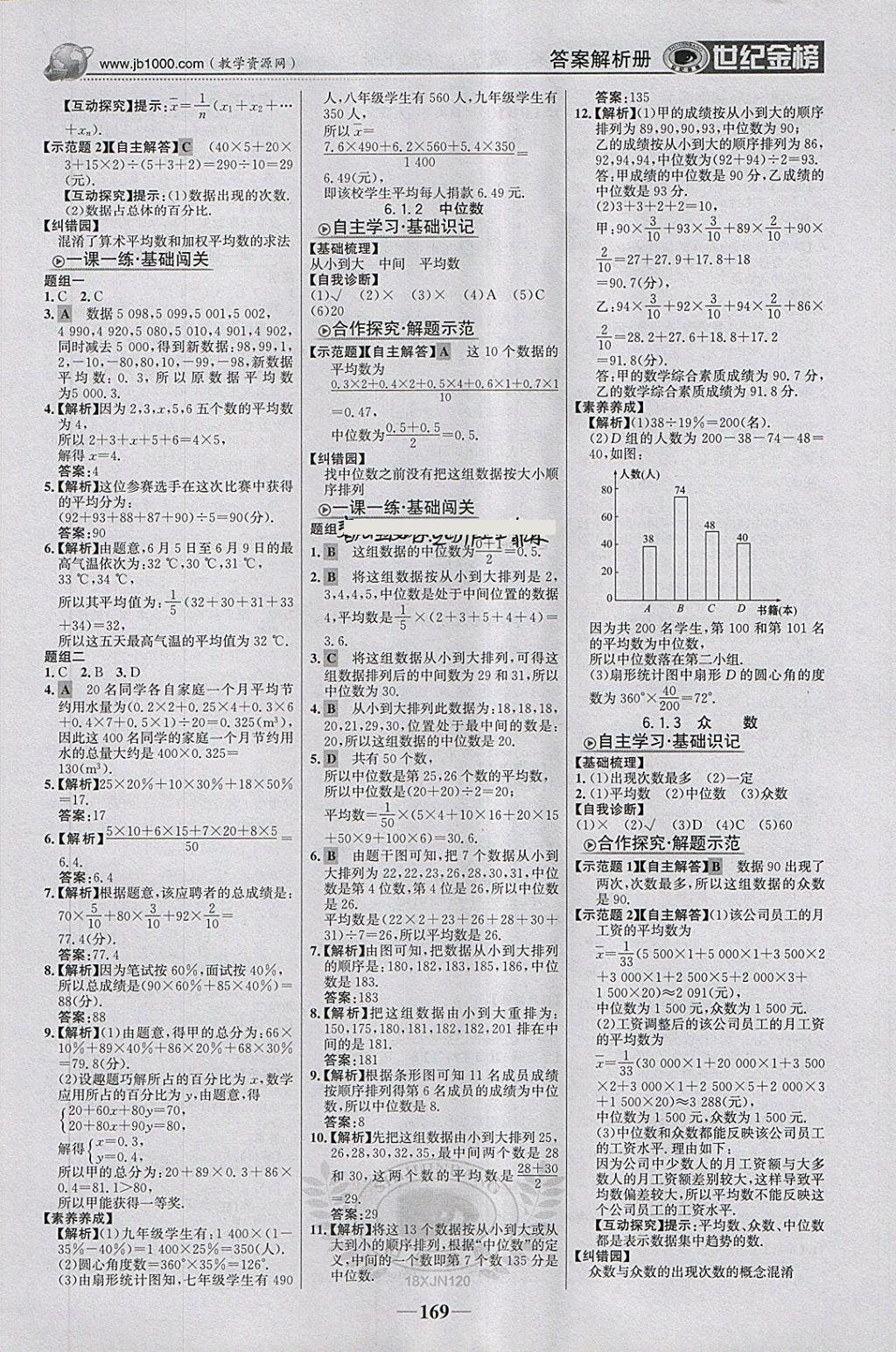 2018年世紀(jì)金榜金榜學(xué)案七年級數(shù)學(xué)下冊湘教版 參考答案第14頁