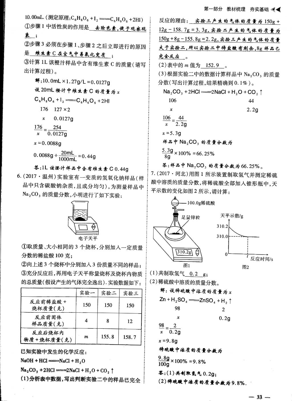 2018年蓉城優(yōu)課堂給力A加九年級化學(xué)中考復(fù)習(xí) 第一部分第33頁