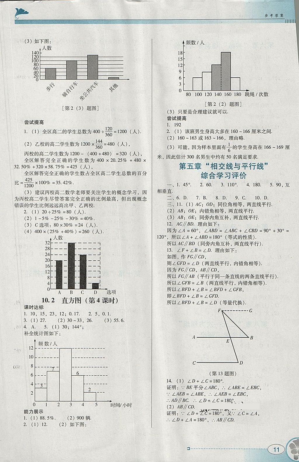 2018年南方新课堂金牌学案七年级数学下册人教版 参考答案第11页