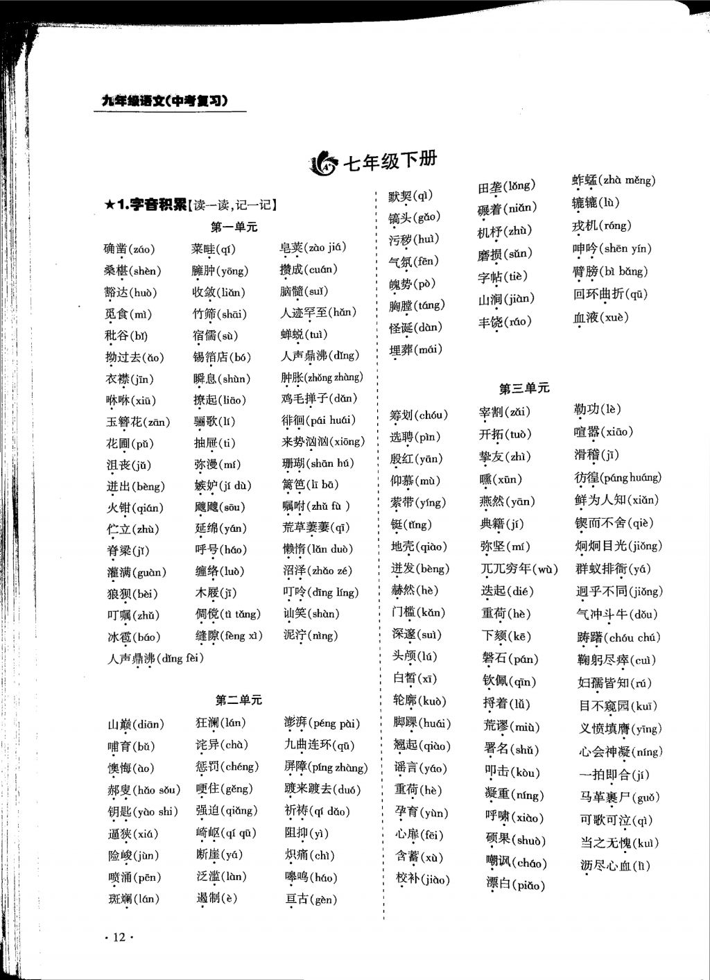 2018年蓉城優(yōu)課堂給力A加九年級語文中考復(fù)習(xí) 第一部分第12頁