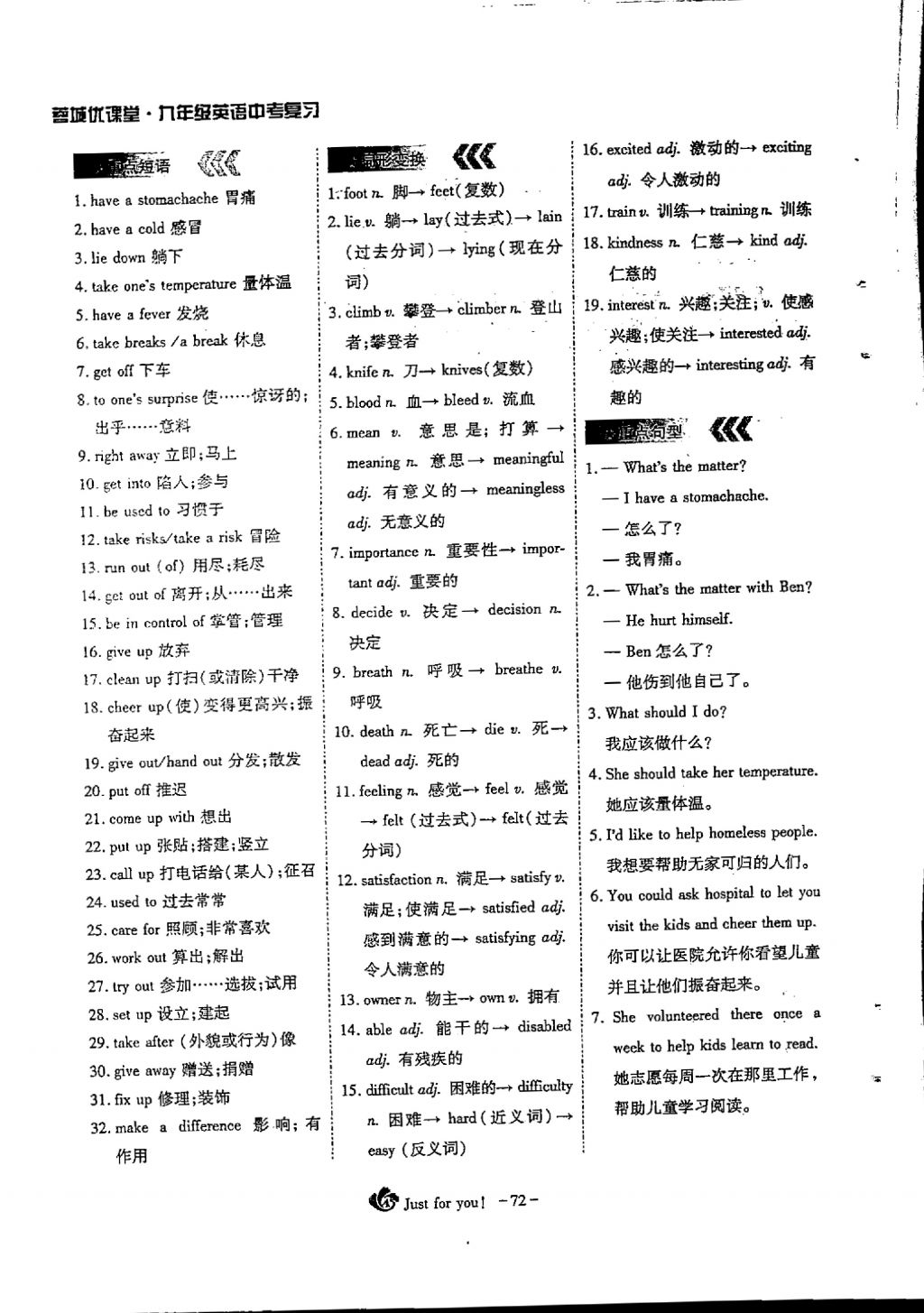 2018年蓉城优课堂给力A加九年级英语中考复习 第一部分第72页