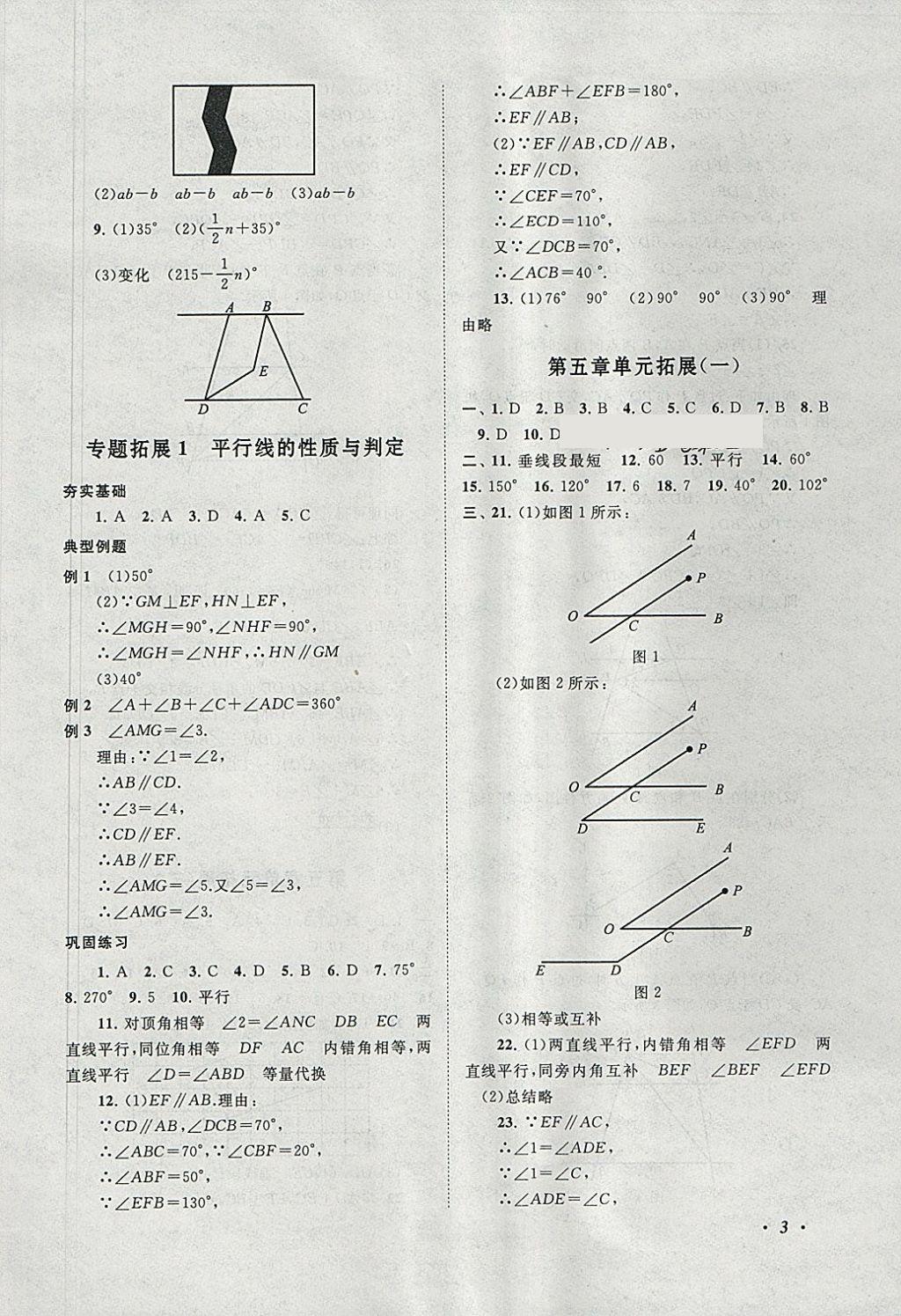 2018年拓展與培優(yōu)七年級數(shù)學下冊人教版 參考答案第3頁