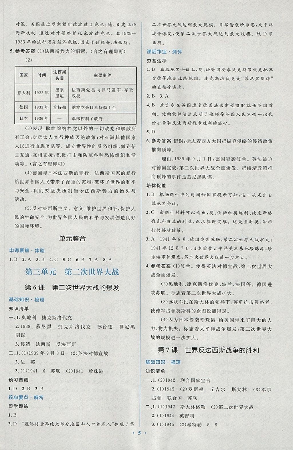 2018年人教金學(xué)典同步解析與測評學(xué)考練九年級世界歷史下冊人教版 參考答案第5頁