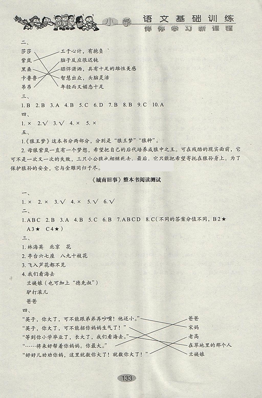 2018年小學(xué)語文基礎(chǔ)訓(xùn)練四年級(jí)下冊(cè)五四制山東教育出版社 參考答案第15頁