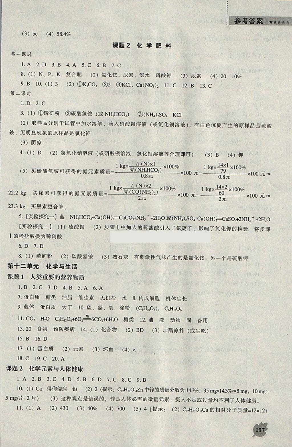 2018年新課程化學(xué)能力培養(yǎng)九年級下冊人教版 參考答案第6頁