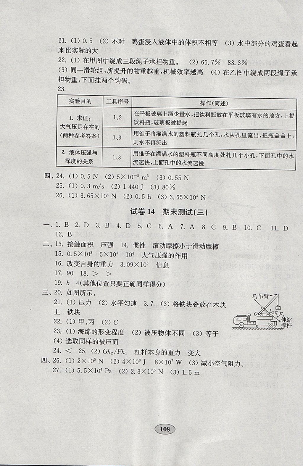 2018年金钥匙物理试卷八年级下册教科版 参考答案第8页