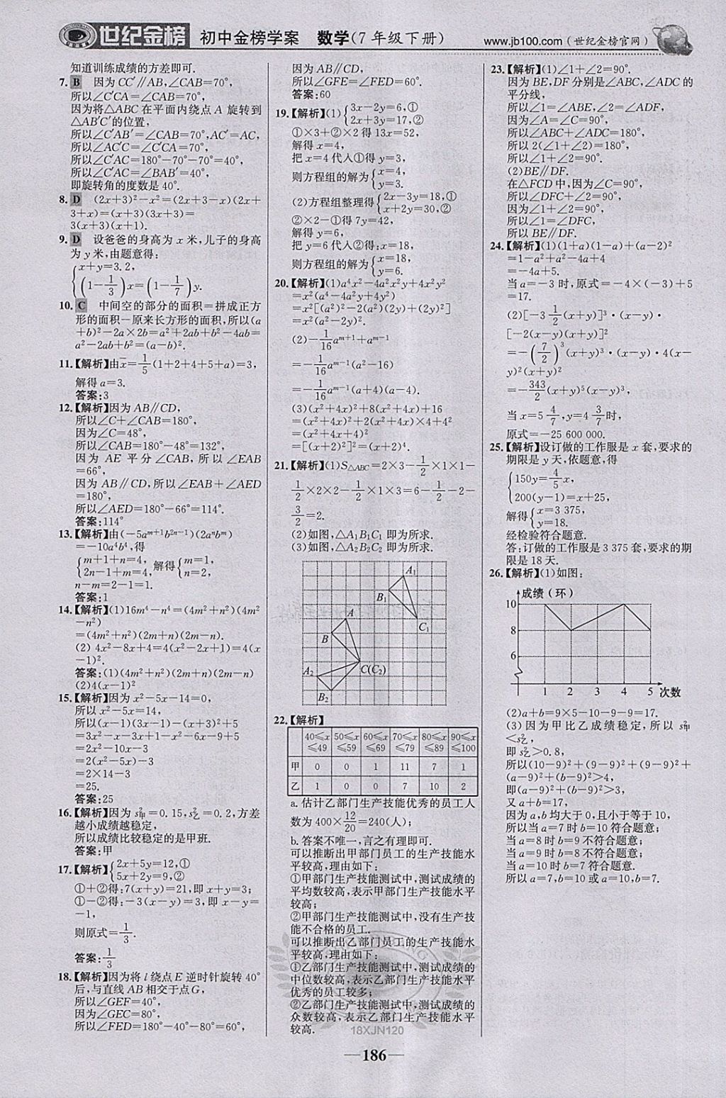 2018年世紀(jì)金榜金榜學(xué)案七年級(jí)數(shù)學(xué)下冊(cè)湘教版 參考答案第31頁