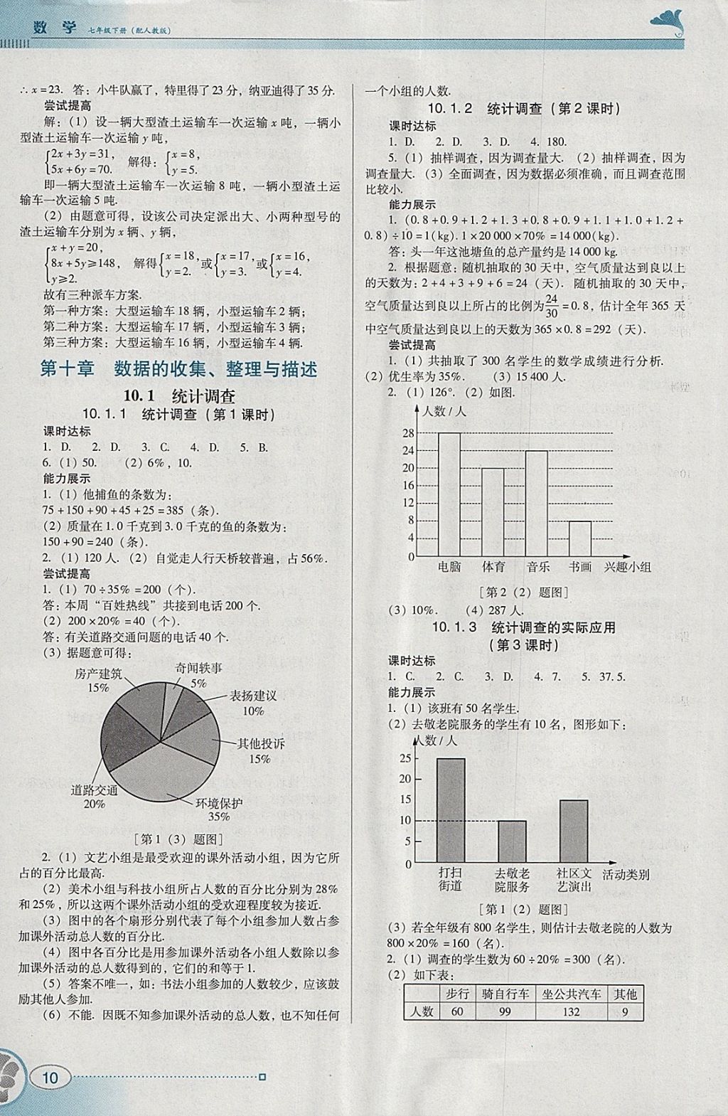 2018年南方新課堂金牌學(xué)案七年級(jí)數(shù)學(xué)下冊(cè)人教版 參考答案第10頁(yè)